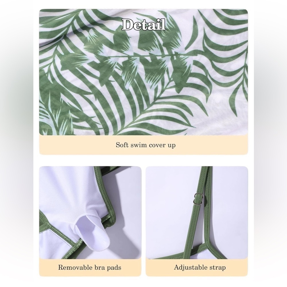 🌴 Tropical Vibes! Girls’ Green Swimsuit + Cover-Up Set | Size 9–10Y - Picture 10 of 12